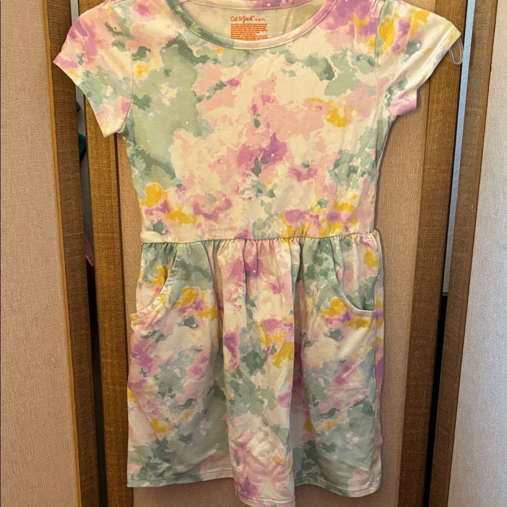 Cat & Jack Pastel Tie-Dye Kids Dress small